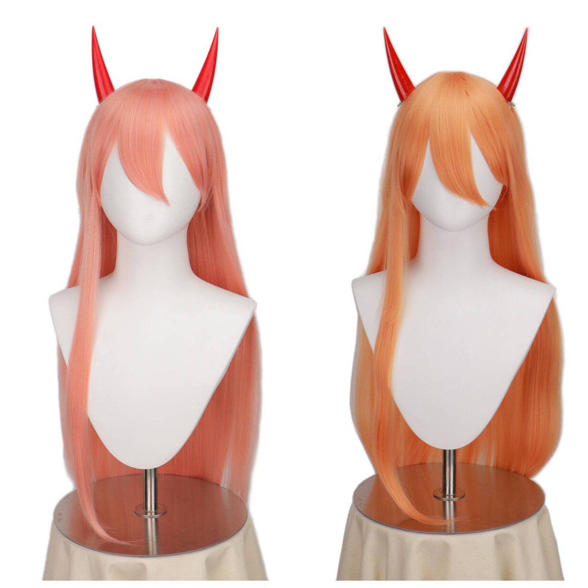 Chainsaw Man Cosplay - Long Orange Pink Heat Resistant Synthetic