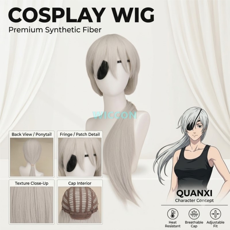 Anime Cosplay Long Hair - Anime Quaanxi Cosplay Silver Gray Long