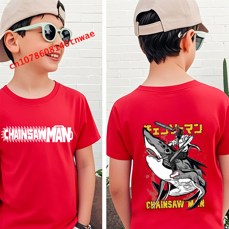 Chainsaw Man Cosplay - Kids Cotton Anime Tshirt Chainsaw Man