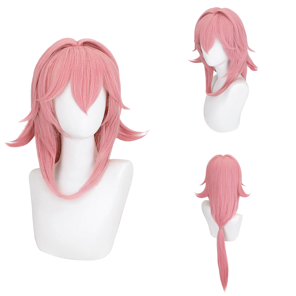 Yae Miko Cos Wig Pink Natural  - Cosplay Anime Yae Miko reseña y precio