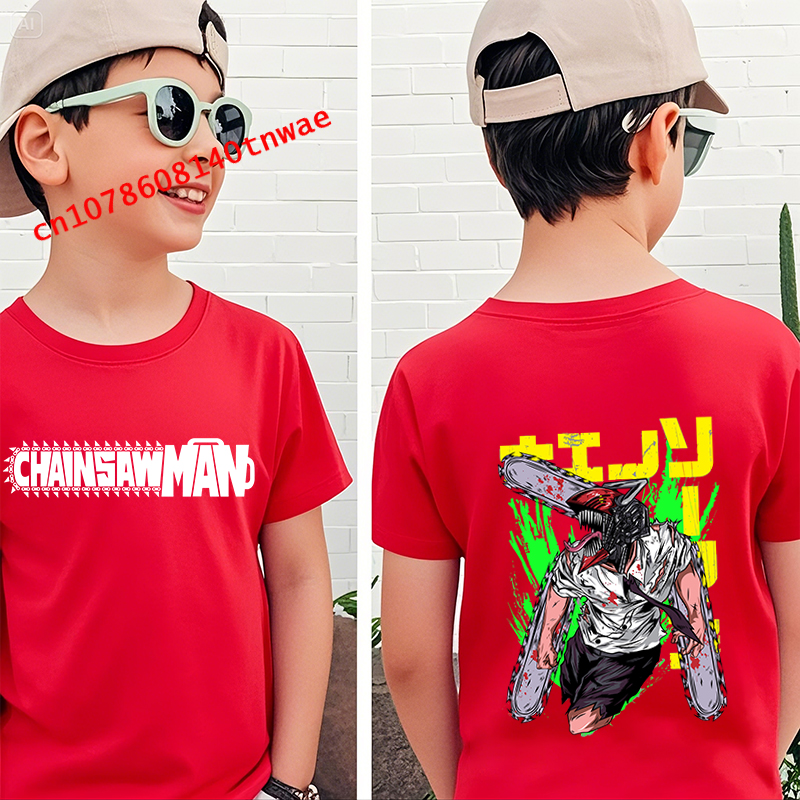 Kids Cotton Anime Tshirt Chain - Chainsaw Man Cosplay reseña y precio