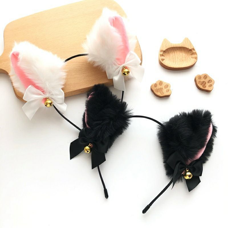 1/2PCS Plush Cat Ears Headband - Anime Cosplay Photo reseña y precio